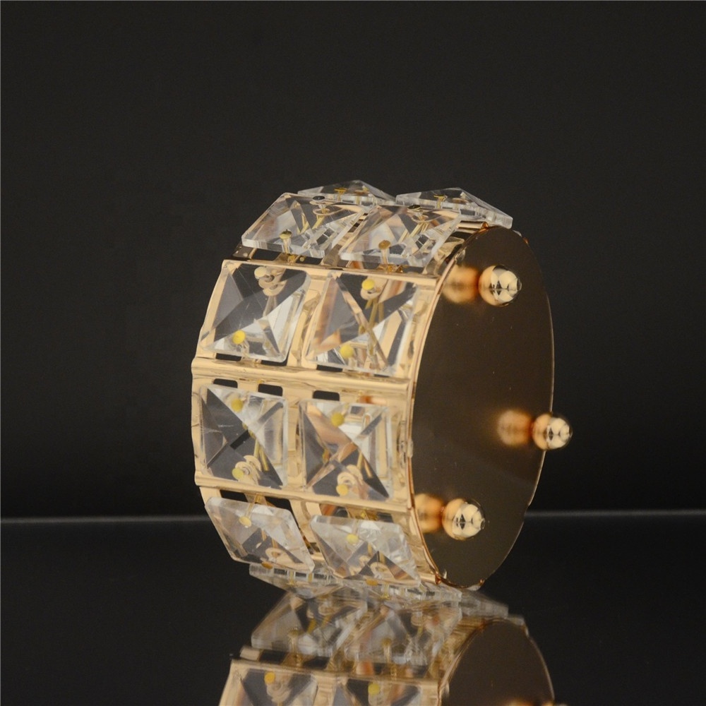 Gold decorative table centerpiece round votive tealight candlestick crystal candle holder for wedding