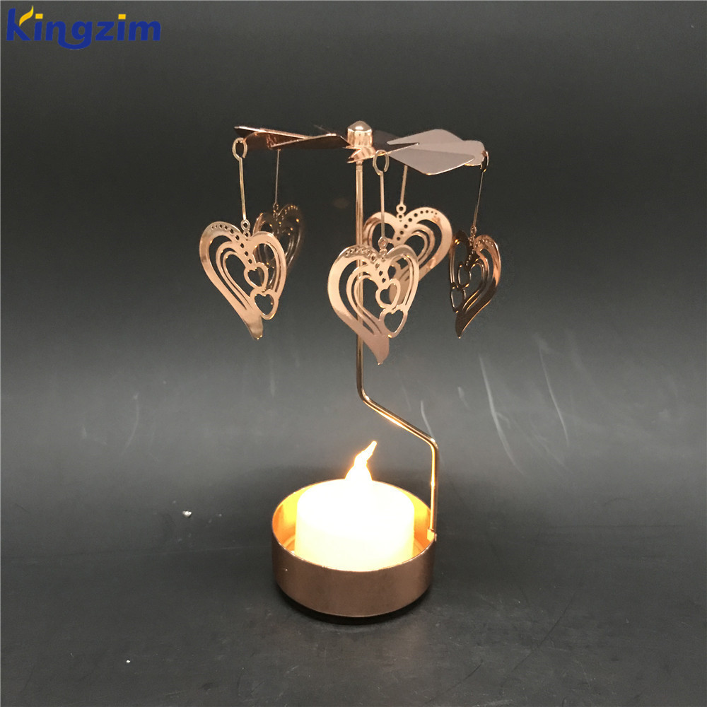 CuCustom christmas small gift gold leaf rotary candleholder High quality metal votive tea light candle holder spinning