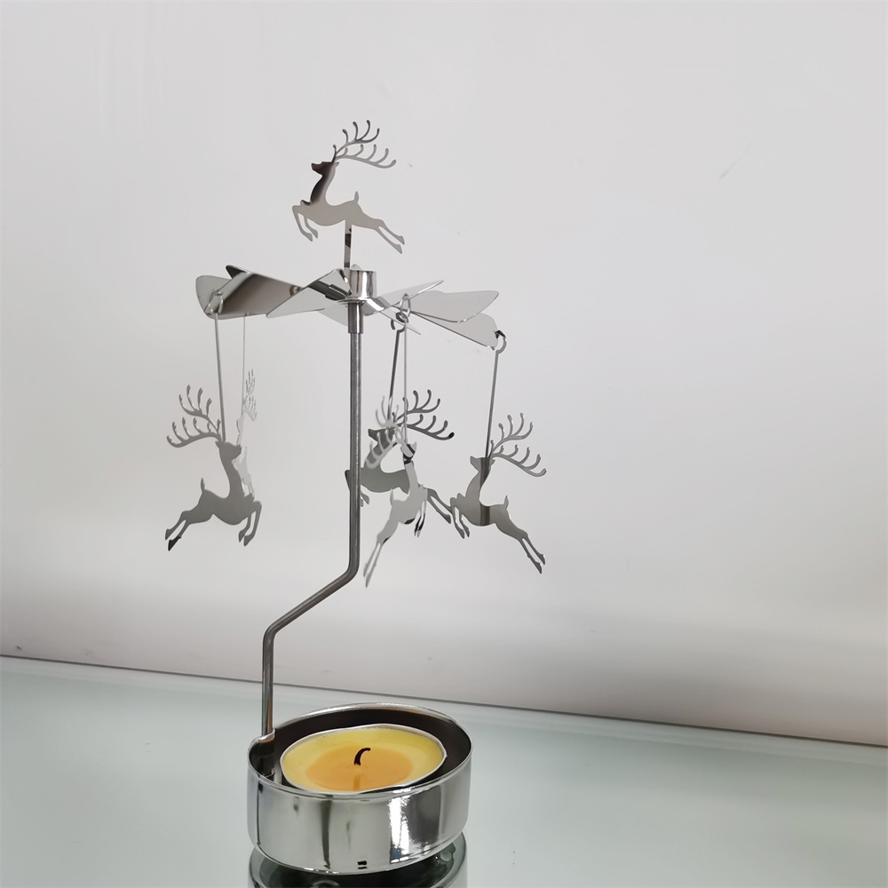 Custom carousel candle rotating windmill Rotary candle holder spinning tea light candlestick for Christmas Festival Gifts