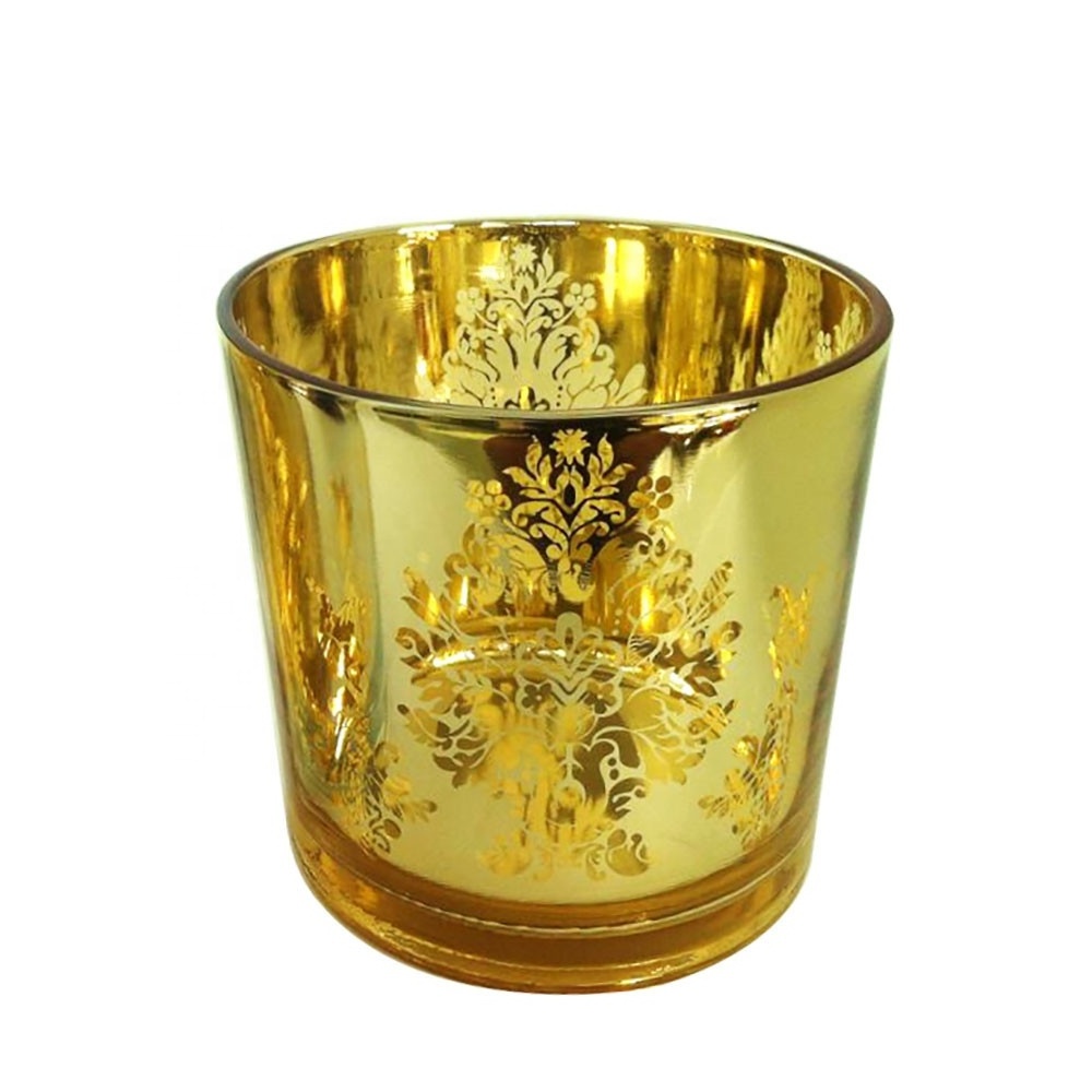 Custom Mercury Gold Glass Tea Light Votive Candle Holders for Wedding Table Venue Decorations Centrepiece Accessories