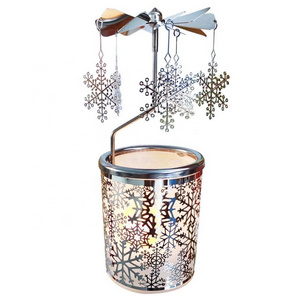 Stock promotion Christmas gifts Spinning candlestick Table decoration Snowflake Rotary Tealight Votive Candle holder