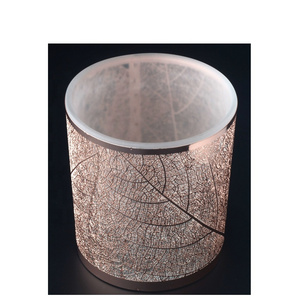 Custom luxury design metal lace decal decoration candle holder rose gold scented candle jar glass