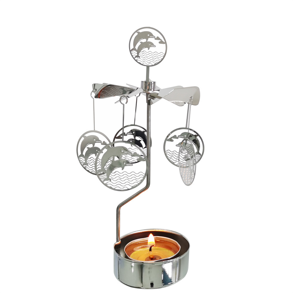 Custom carousel candle rotating windmill Rotary candle holder spinning tea light candlestick for Christmas Festival Gifts