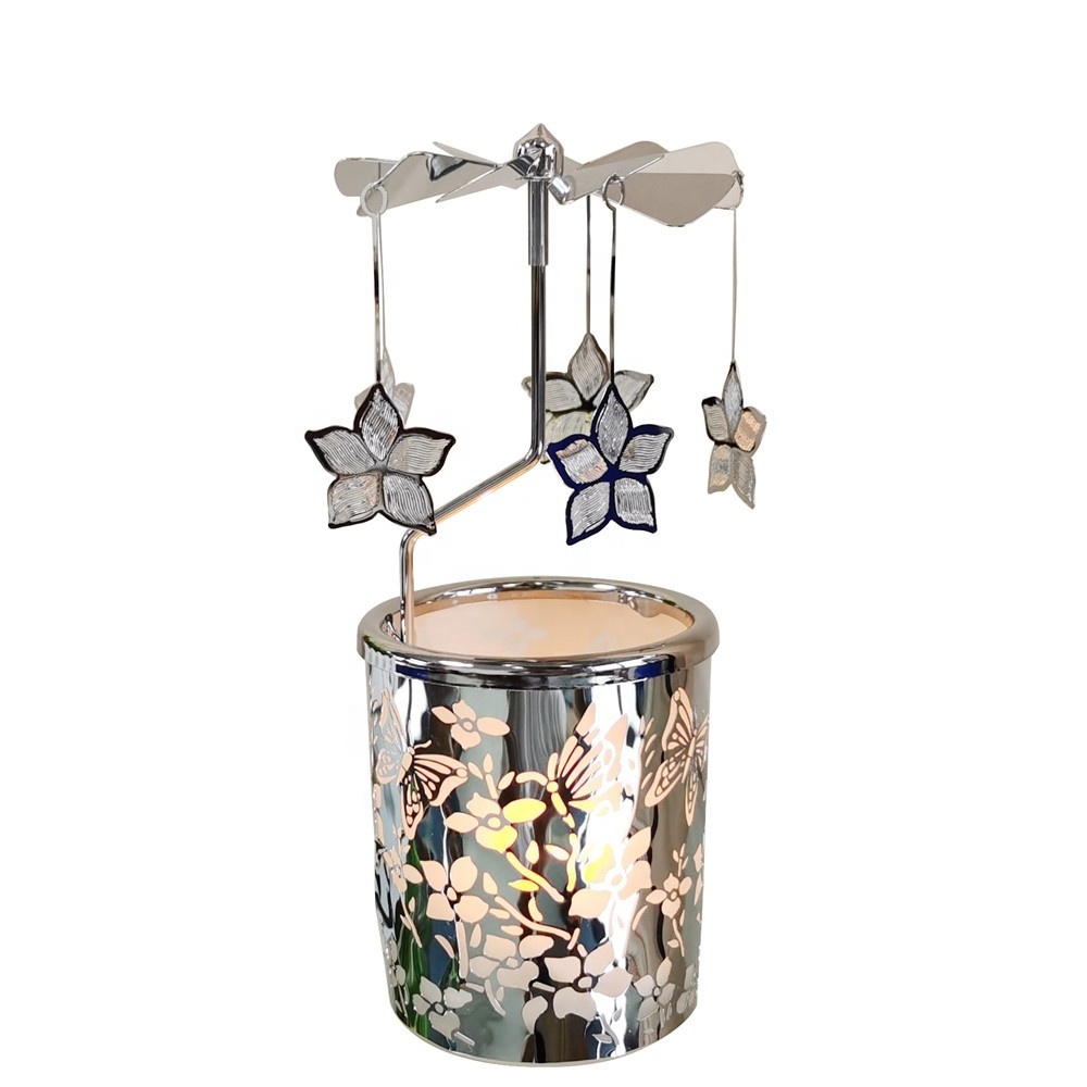 Custom Bauhinia Carousel candle  Spinning windmill Tealight holders , rotating rotary candle holder for Home Decoration