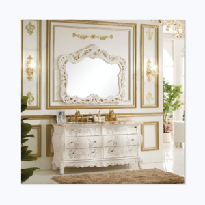 Factory Direct Luxury Classical Wooden Bathroom Vanity With Mirror Floor Standing Bathroom Cabinet