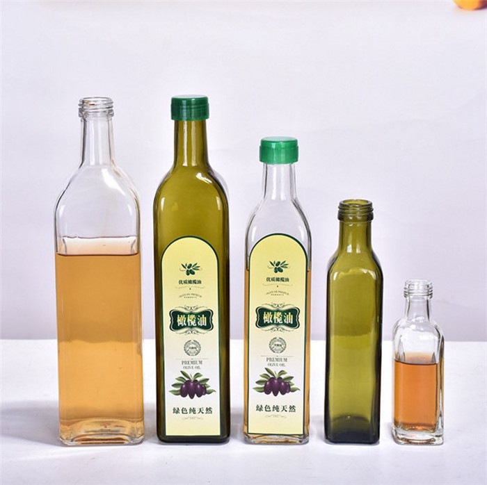 wholesale 250ml 500ml 750ml 1000ml clear square olive oil glass bottle