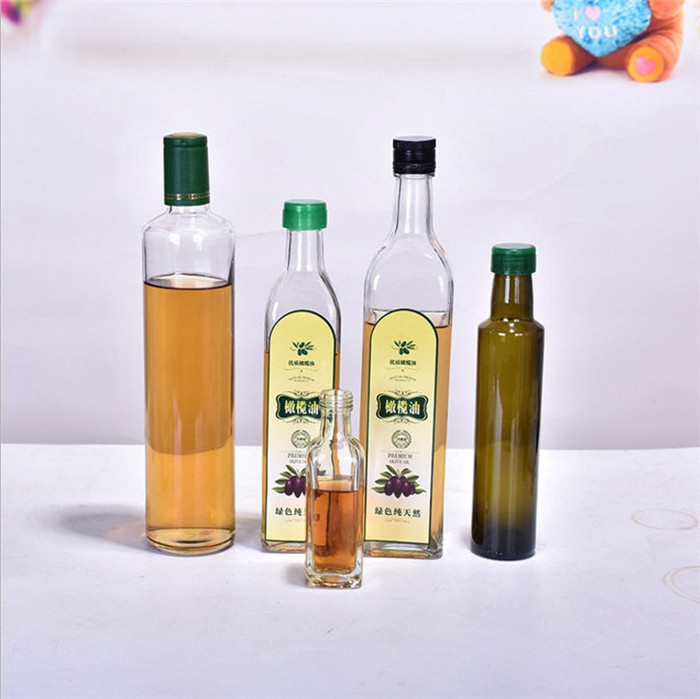 wholesale 250ml 500ml 750ml 1000ml clear square olive oil glass bottle