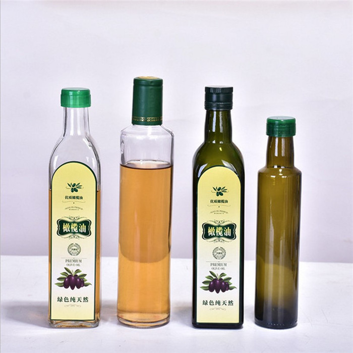 wholesale 250ml 500ml 750ml 1000ml clear square olive oil glass bottle