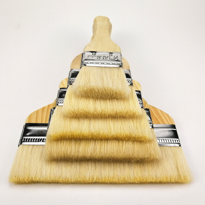 Factory wholesale price European Besign Hot Sale Paint Brushes Wooden Handle Trade Professional White Flat Paint Brush