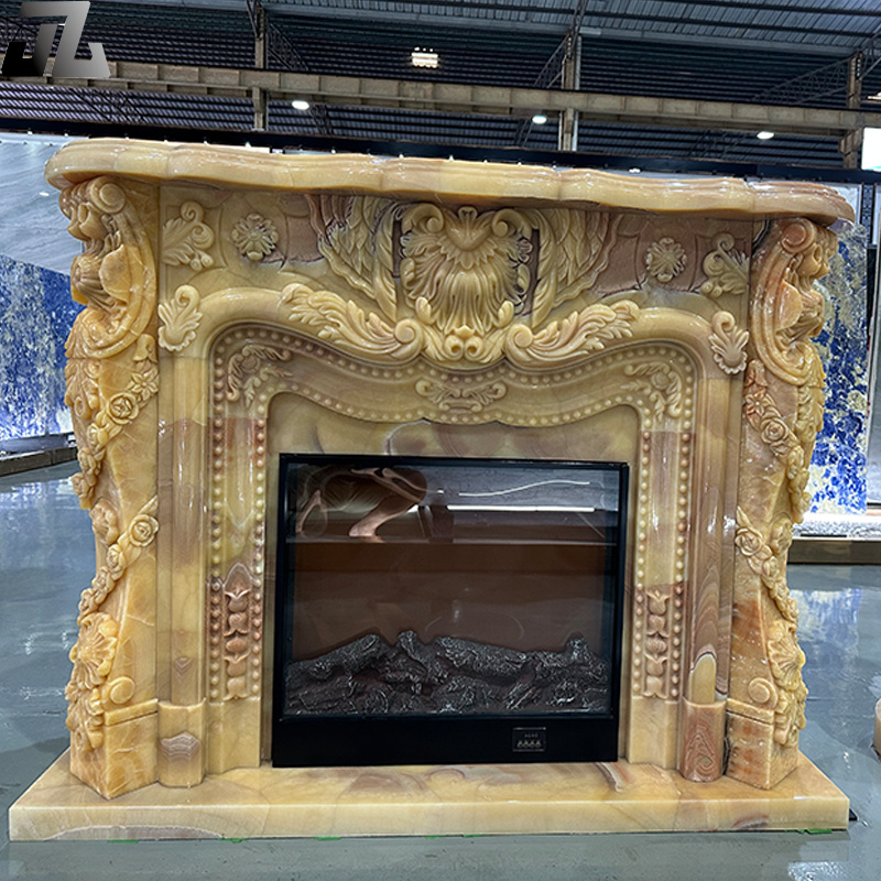 Modern Indoor Decorative Natural Stone White Marble Fireplace For Sale Stylish Italian Fireplace in Arabescato Marble