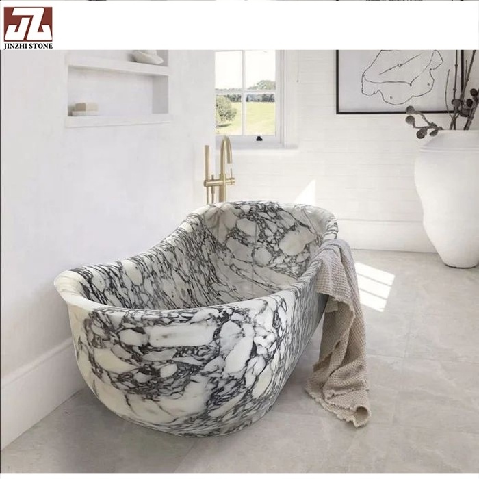 Natural Marble Stone Wholesale PopularVviola Marble Luxury Bathtub Bath Shower for Hotel