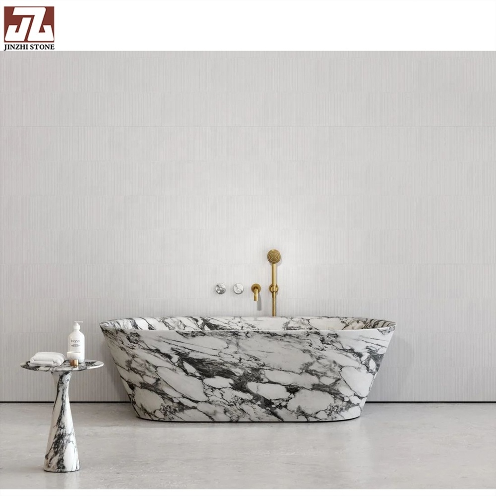 Italy Style Calacatta White Marble Luxury 10mm Bathtub Kitchen Bath Shower Hotel Villa Indoor Wall Decor Indoor Decorations