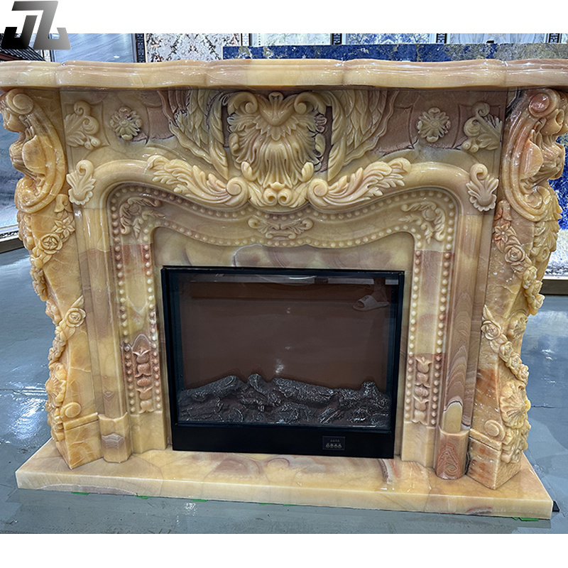 Modern Indoor Decorative Natural Stone White Marble Fireplace For Sale Stylish Italian Fireplace in Arabescato Marble