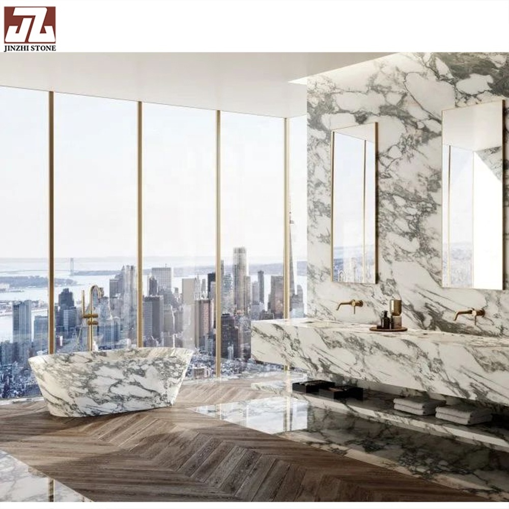 Italy Style Calacatta White Marble Luxury 10mm Bathtub Kitchen Bath Shower Hotel Villa Indoor Wall Decor Indoor Decorations