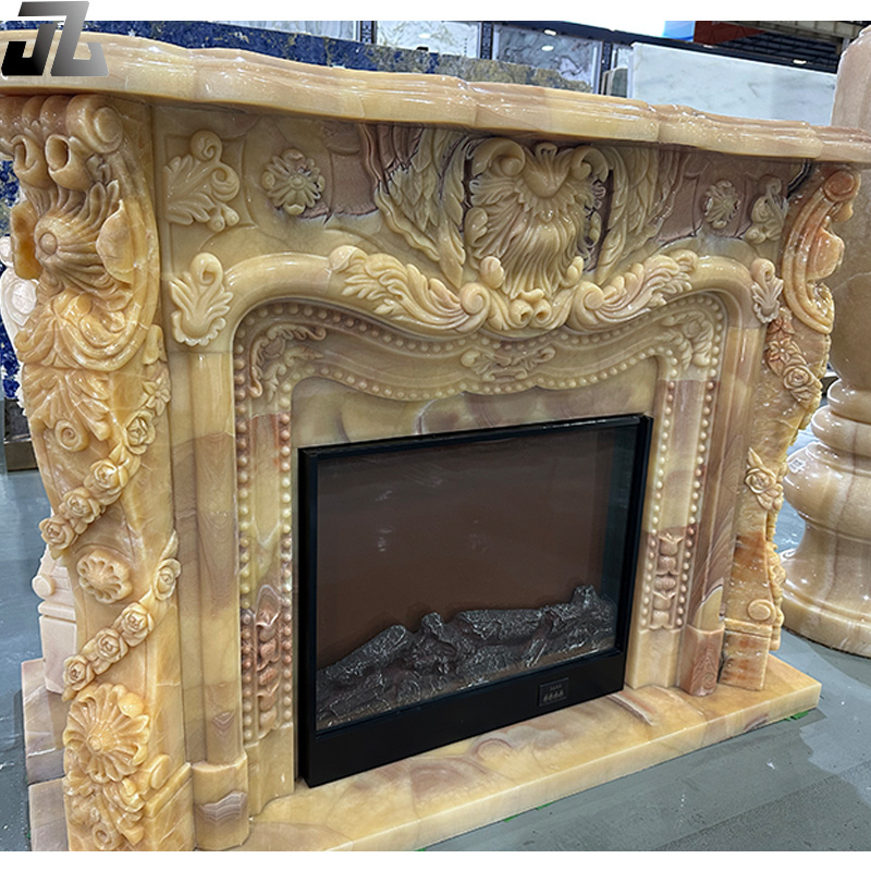 Modern Indoor Decorative Natural Stone White Marble Fireplace For Sale Stylish Italian Fireplace in Arabescato Marble