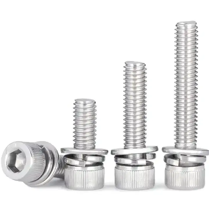 Stainless Steel Allen Cylindrical Head With Spring Washer Flat Washer Bolt Hex Socket Sems Screw