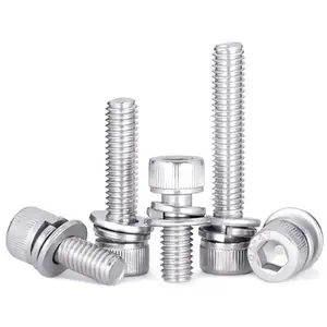 Stainless Steel Allen Cylindrical Head With Spring Washer Flat Washer Bolt Hex Socket Sems Screw