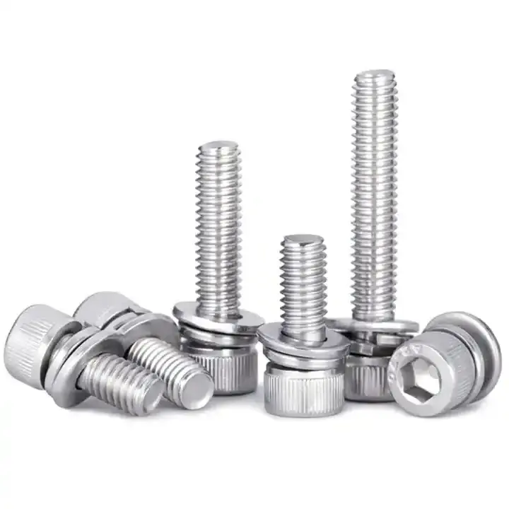 Stainless Steel Allen Cylindrical Head With Spring Washer Flat Washer Bolt Hex Socket Sems Screw