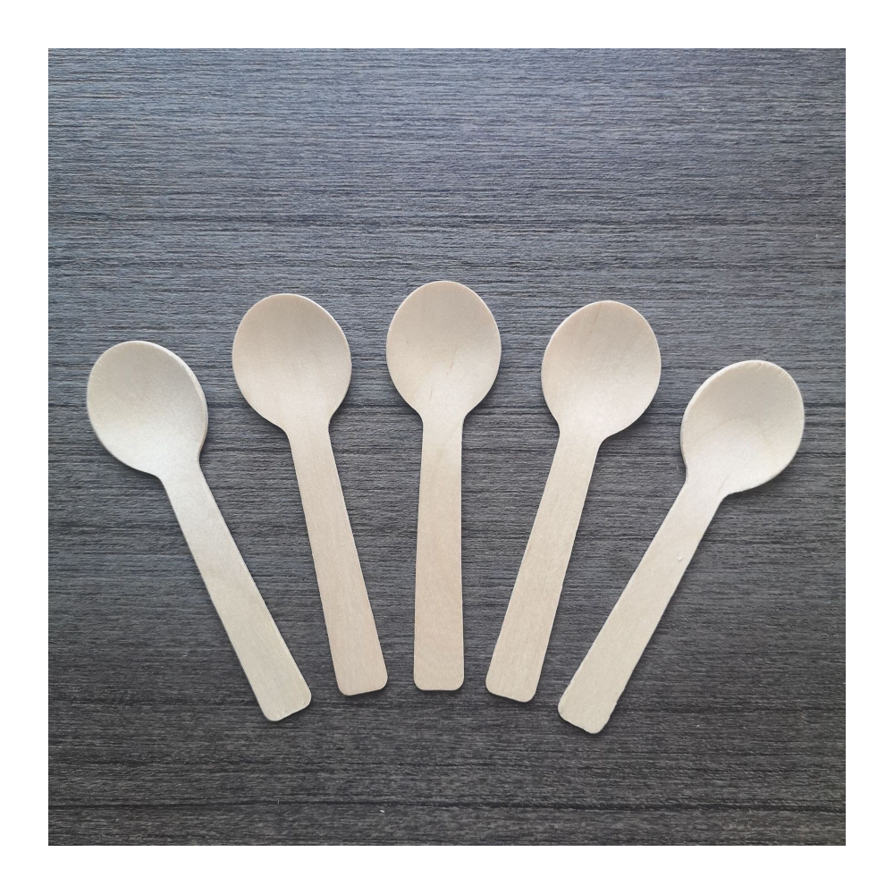 10cm Round Head Wood Spoon Dessert Spoons Wooden Ice Cream Spoon Scoop