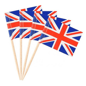 Eco-friendly Bamboo Toothpicks With Custom Logo 100pc Mini Wooden National Flag Toothpicks