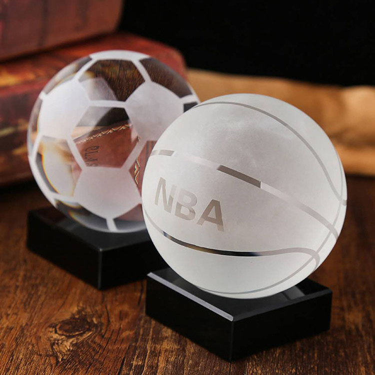 Glass crystal base for sports prize football award basketball trophy