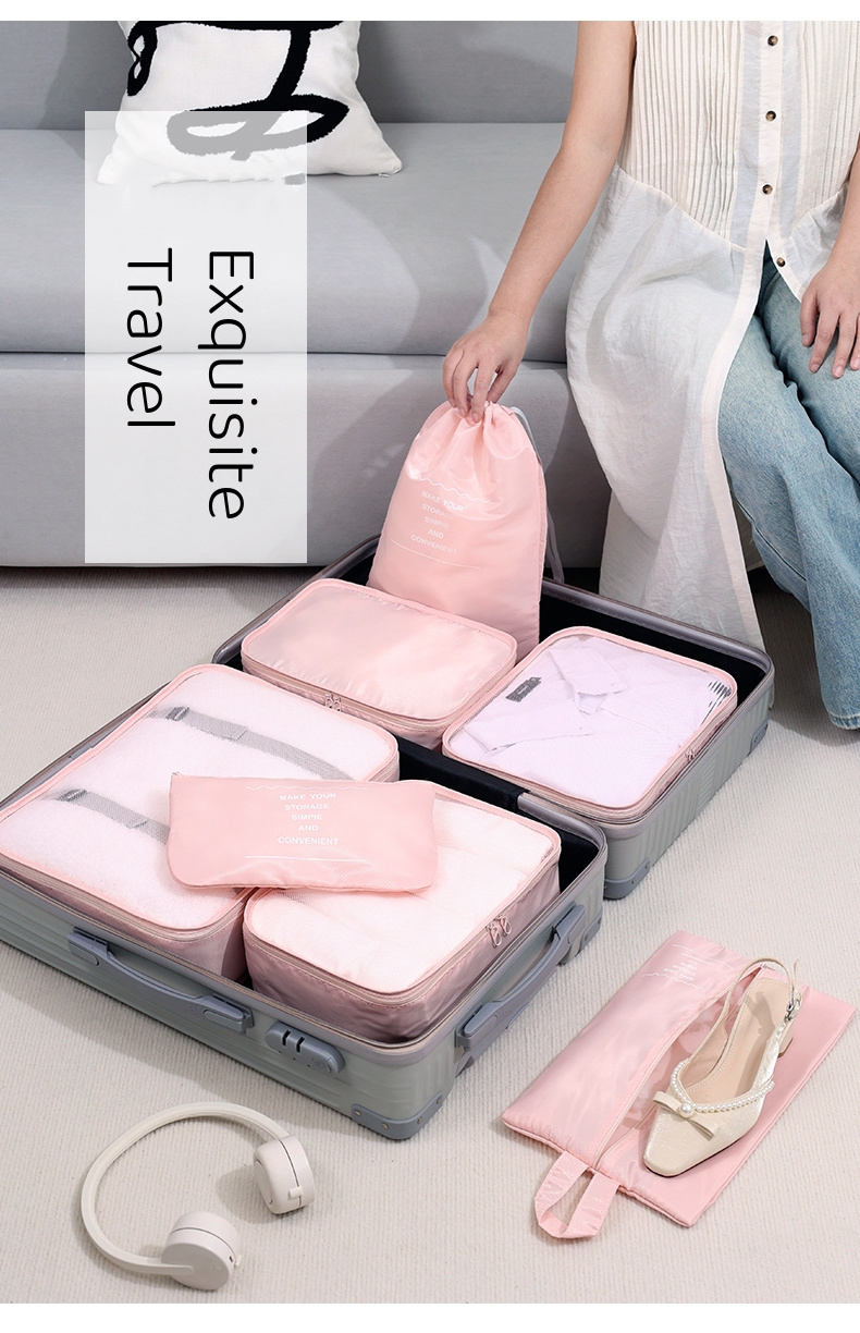 7 Pieces Set Travel Bag Organizer Clothes Storage Suitcase Kit Underwear Socks Shoes Storge Bag Luggage Sets Travel Bag