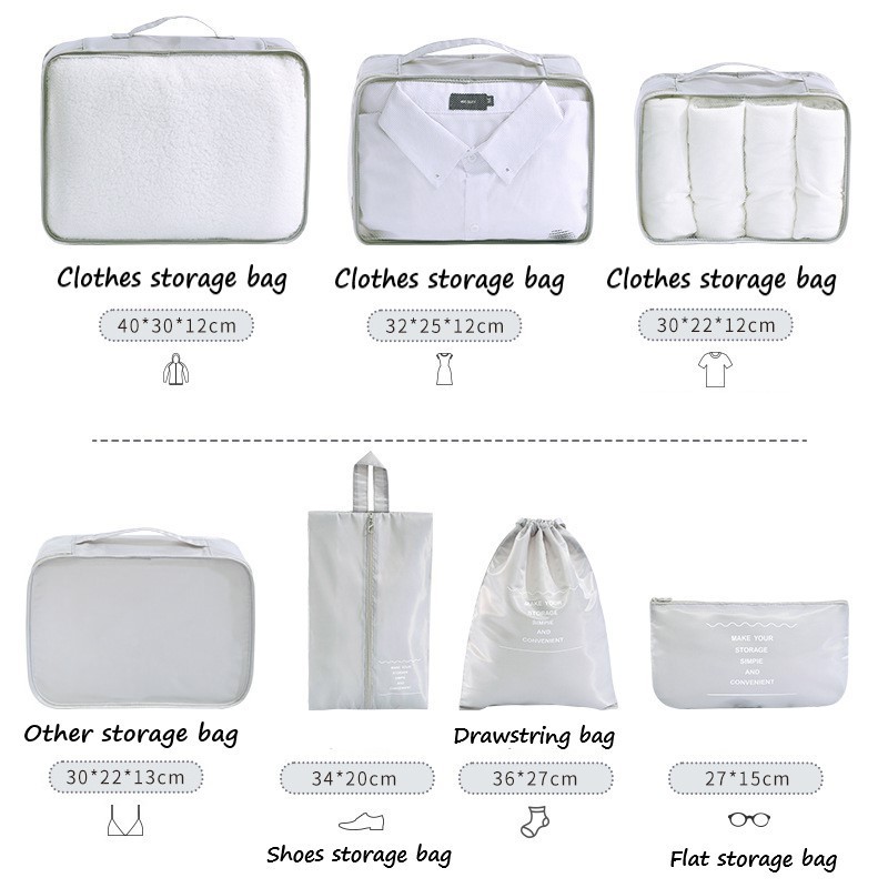 7 Pieces Set Travel Bag Organizer Clothes Storage Suitcase Kit Underwear Socks Shoes Storge Bag Luggage Sets Travel Bag