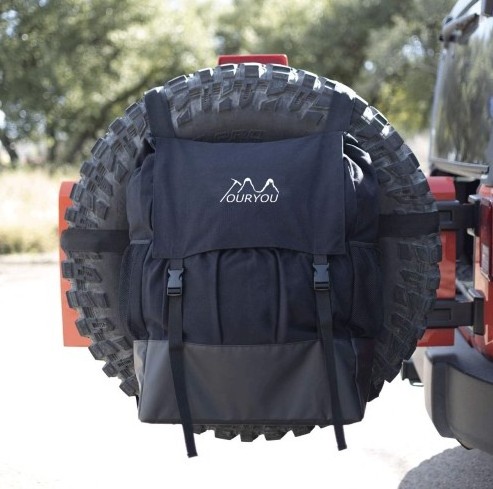 Waterproof 16Oz Canvas Tire Backpack SUV Trash Bag with PVC reinforce on bottom