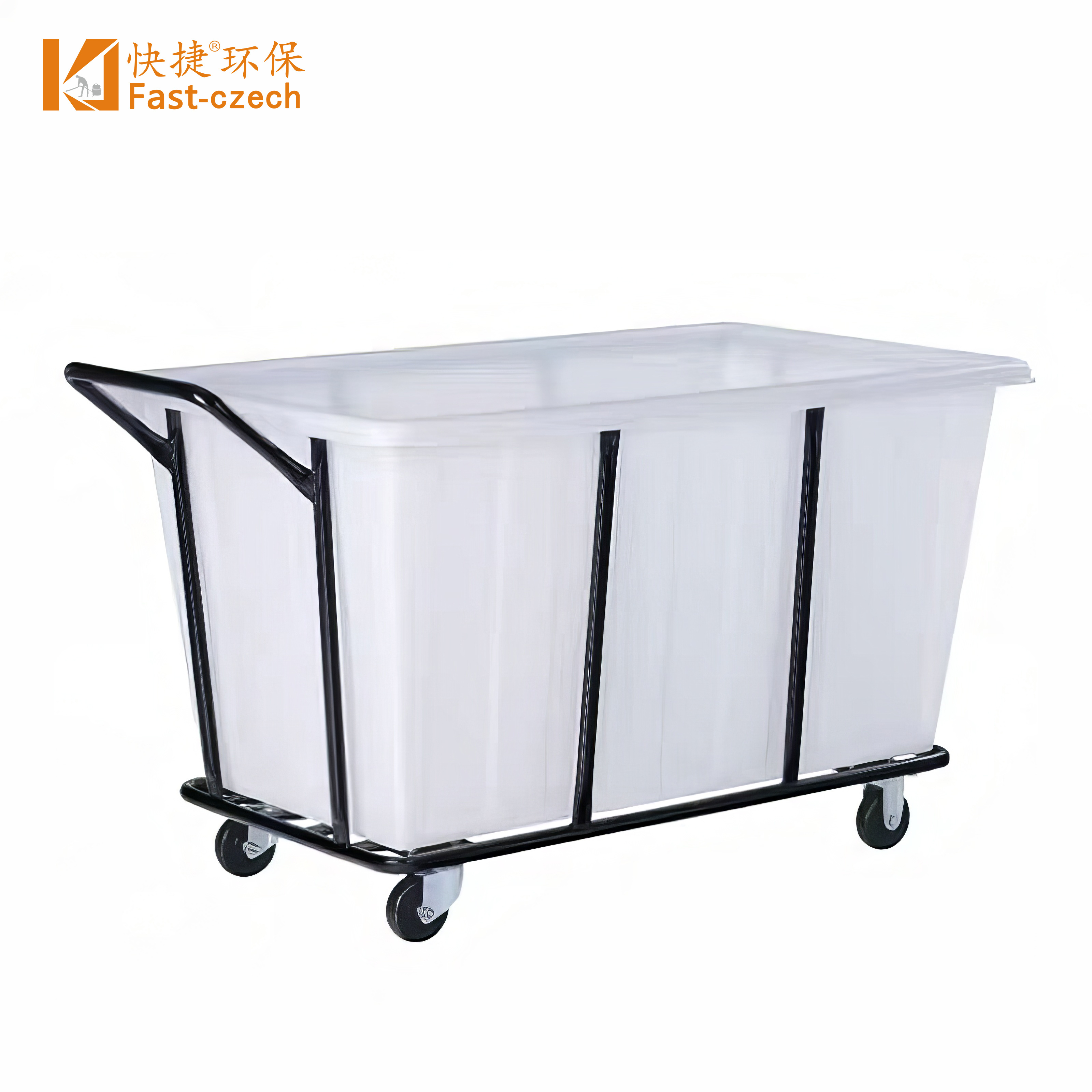 Fast-czech AF08214 durable Cleaning trolley plastic laundry cart large size white laundry carts with wheels