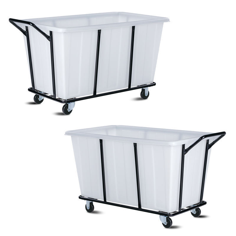 Fast-czech AF08214 durable Cleaning trolley plastic laundry cart large size white laundry carts with wheels