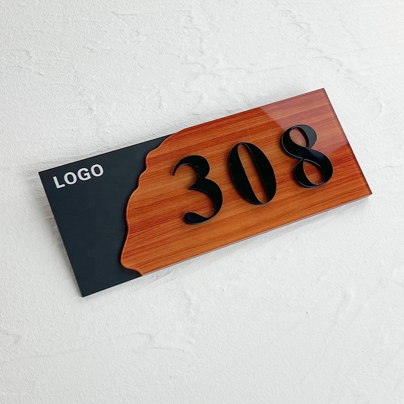 Modern House Numbers - Apartment door signs Black Acrylic Hotel Room Numbers Plaque - Door Label