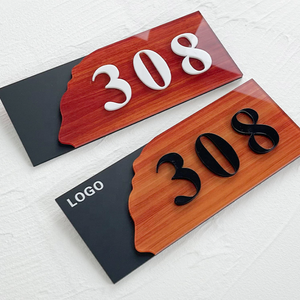 Modern House Numbers - Apartment door signs Black Acrylic Hotel Room Numbers Plaque - Door Label