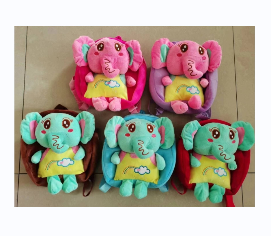 Hot selling custom logo soft warm kids rabbit dog bear school plush toy backpack