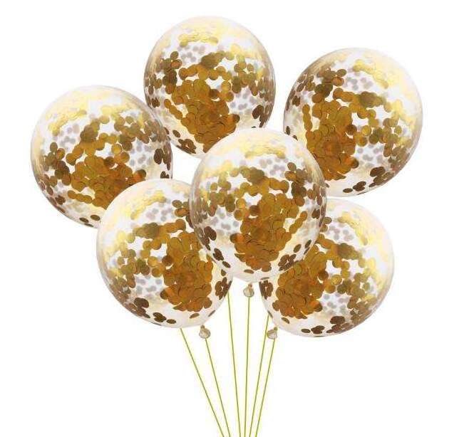 Hot selling 12 Inch Round Shaped Confetti Large Gold Balloons Clear Ballons with Confett