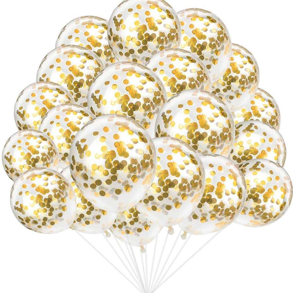 Hot selling 12 Inch Round Shaped Confetti Large Gold Balloons Clear Ballons with Confett