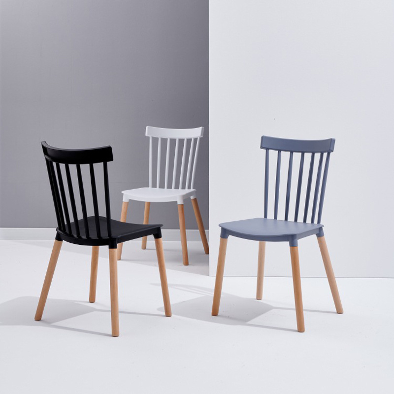 Plastic Dining Chair modern dining chairs set of 4 nordic style gray PP plastic wood chairs