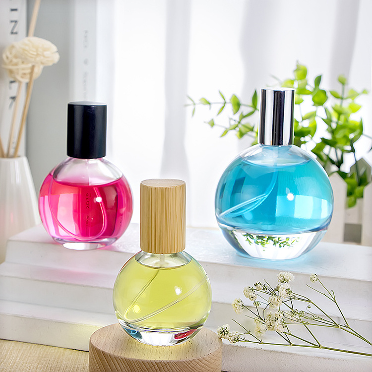 Custom Design Sphere Perfume Bottle Round  Clear Glass Bottle 30ml 50ml 80ml