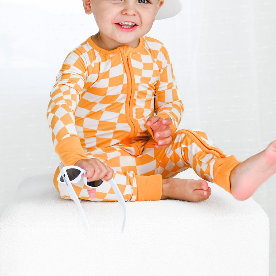 Wholesale Baby Toddler Unisex Buttery-Soft Snug Fit Custom Pattern Footed Pajamas with bamboo Viscose Made with Eucalyptus