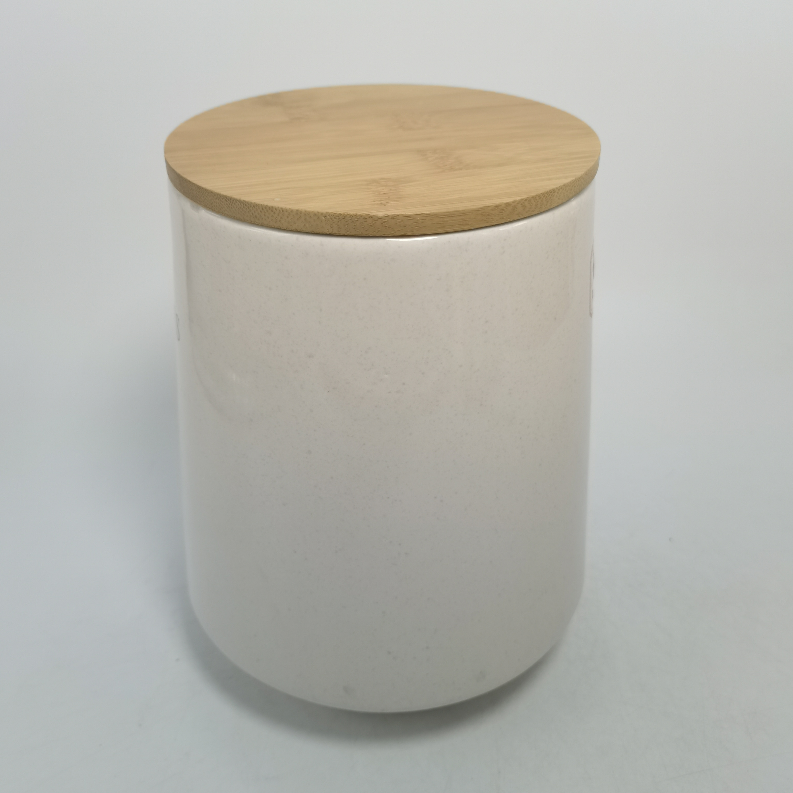 custom LOGO White glaze Ceramic vessel Bamboo lid Wooden lid food spice Airtight jar Ceramic kitchen jar