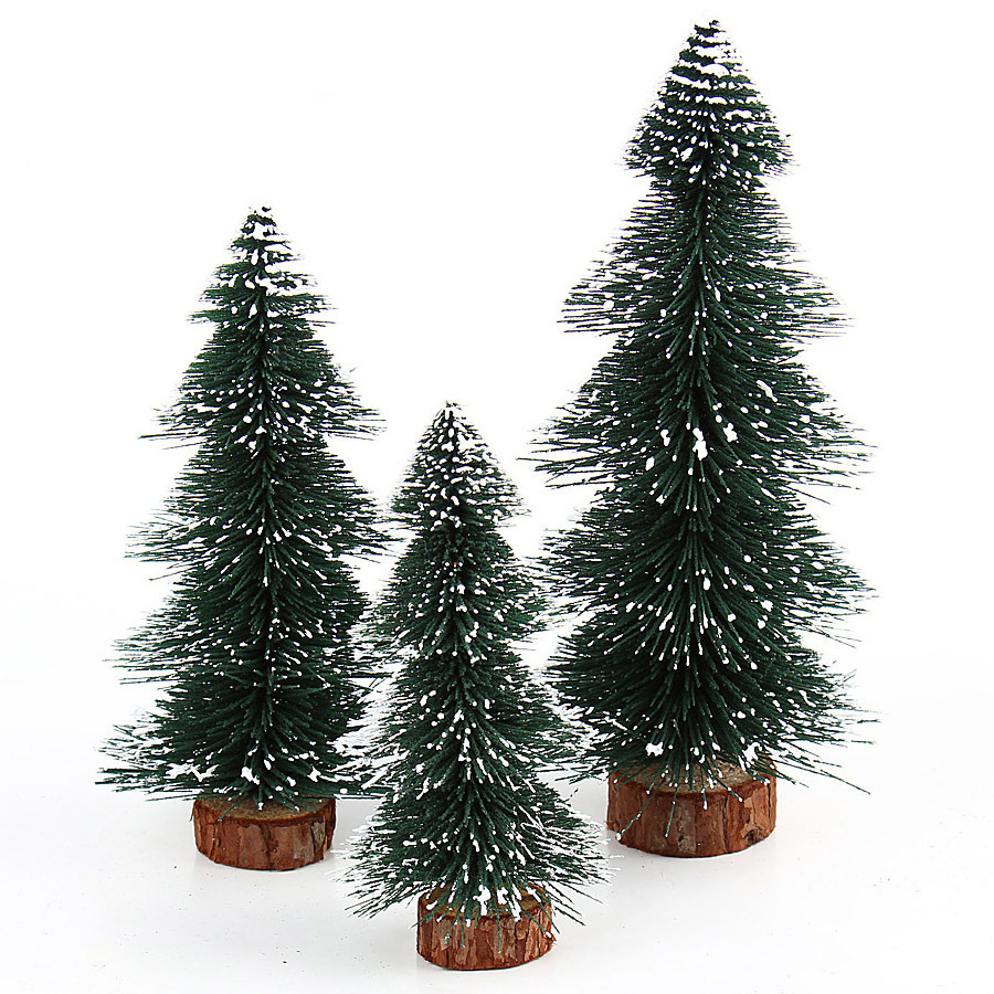 Christmas Tree PVC Material Any Custom Tabletop Bottle Brush Trees for Xmas Holiday Mini Christmas Tree with Wooden Bases