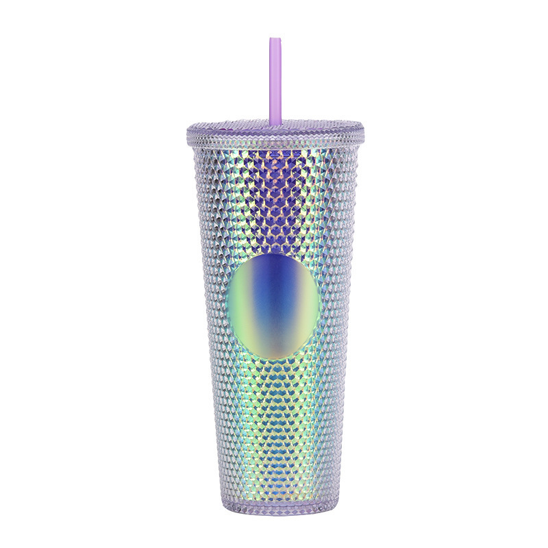 Hot Selling 24oz Plastic Cup Custom In Bulk Double Wall Reusable Plastic straw Tumblers Cups 710ml Studded Tumblers