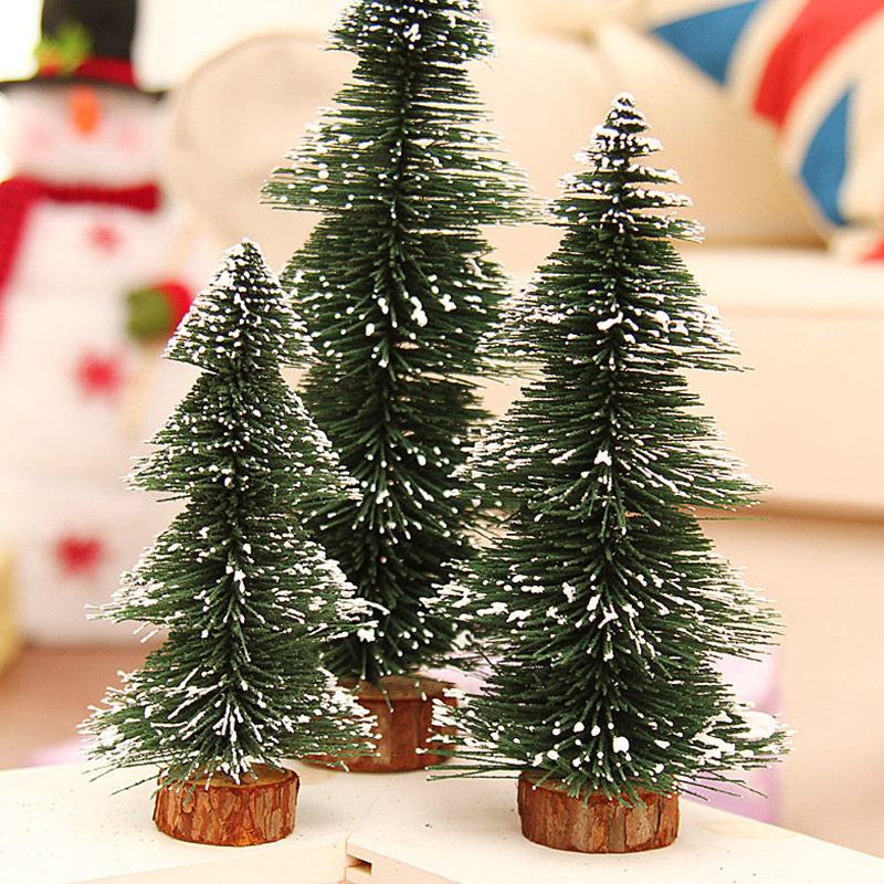 Christmas Tree PVC Material Any Custom Tabletop Bottle Brush Trees for Xmas Holiday Mini Christmas Tree with Wooden Bases