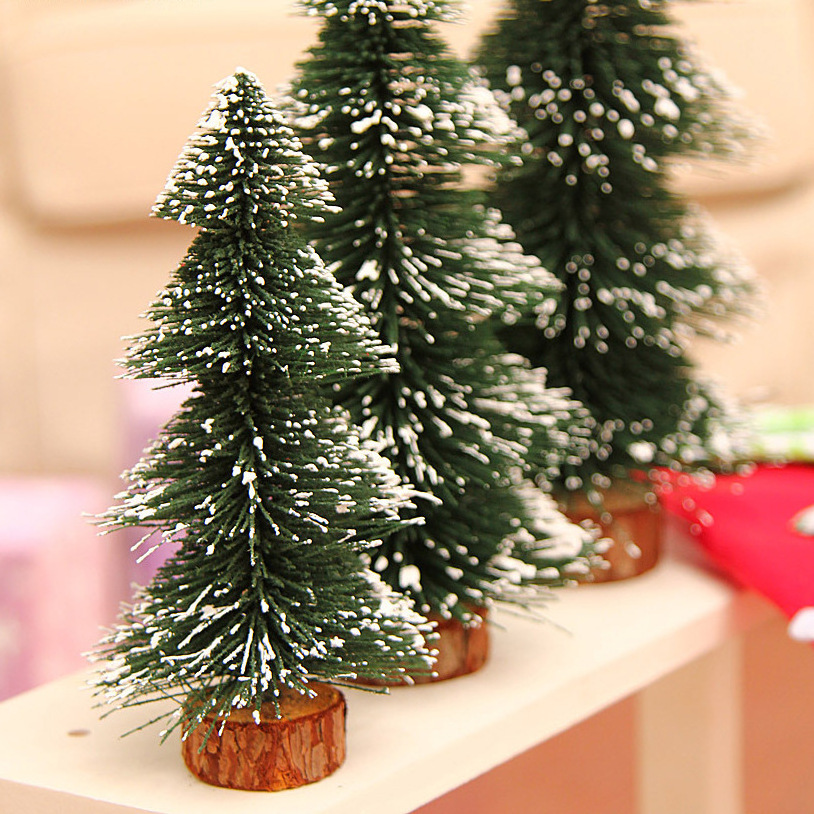 Christmas Tree PVC Material Any Custom Tabletop Bottle Brush Trees for Xmas Holiday Mini Christmas Tree with Wooden Bases