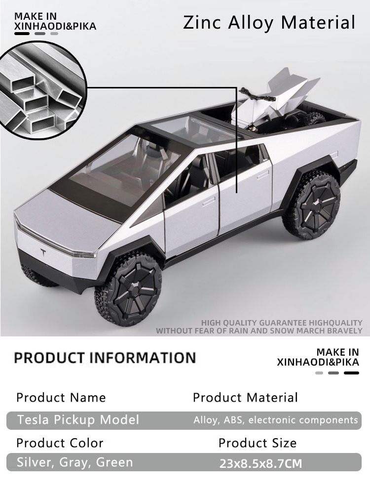 2023  Simulation 1:24 Alloy Car Cyberpunk with Sound and Light Pickup Truck Model Ornaments Alloy Pull Back Off-Road Vehicle