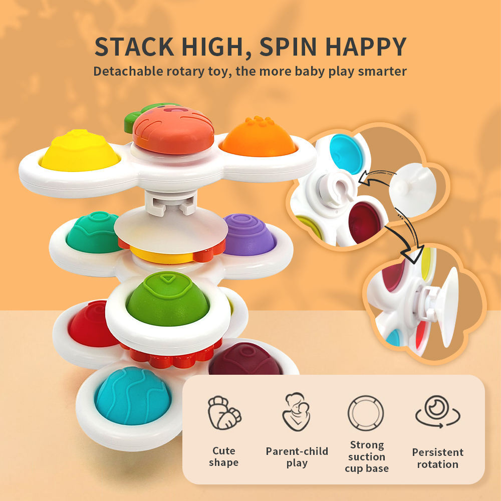 Baby play toys Sensory Toy Bubble Rotating Windmill Baby Suction Cup Fidget Spinner Suction Cup Spinner Bath Toy for Baby