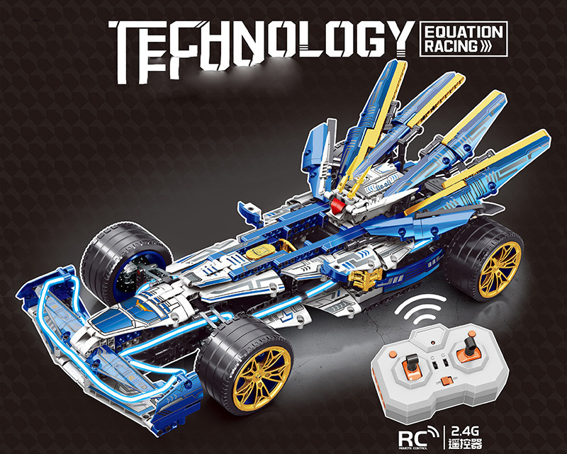 Kids STEM Building Block F1 racing car  toys1000+pcs Technology Formula Racing Remote control car toys rc F1 car toy with light