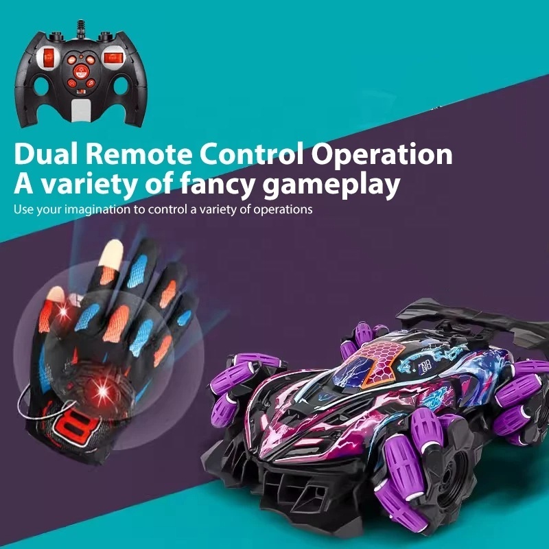 Children Toys F1 Drift RC Car With Led Lights Music 2.4G Glove Gesture Radio Remote Control Spray Stunt Car 4WD Electric RC car