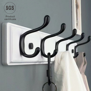 European Wall-Mounted Wall Shelf Coat Cloth Hooks Rack with 5 Metal Curtain Hooks for Living Room