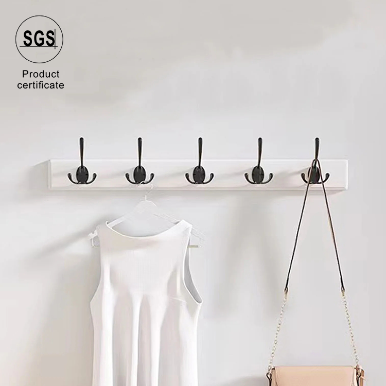 European Wall-Mounted Wall Shelf Coat Cloth Hooks Rack with 5 Metal Curtain Hooks for Living Room