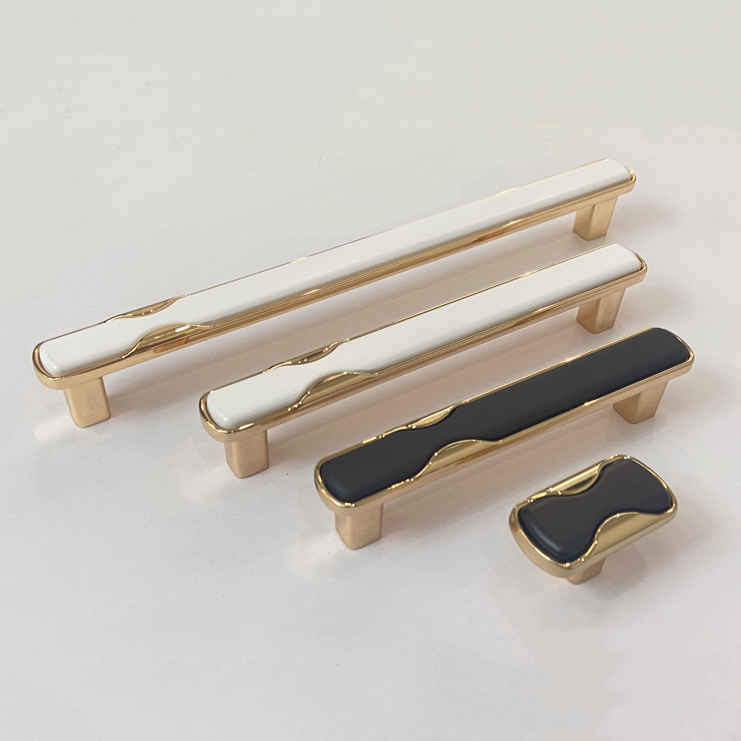 Luxury Zinc Alloy Furniture Handle Double Color T bar Gold Black White Drawer Cabinet Handle